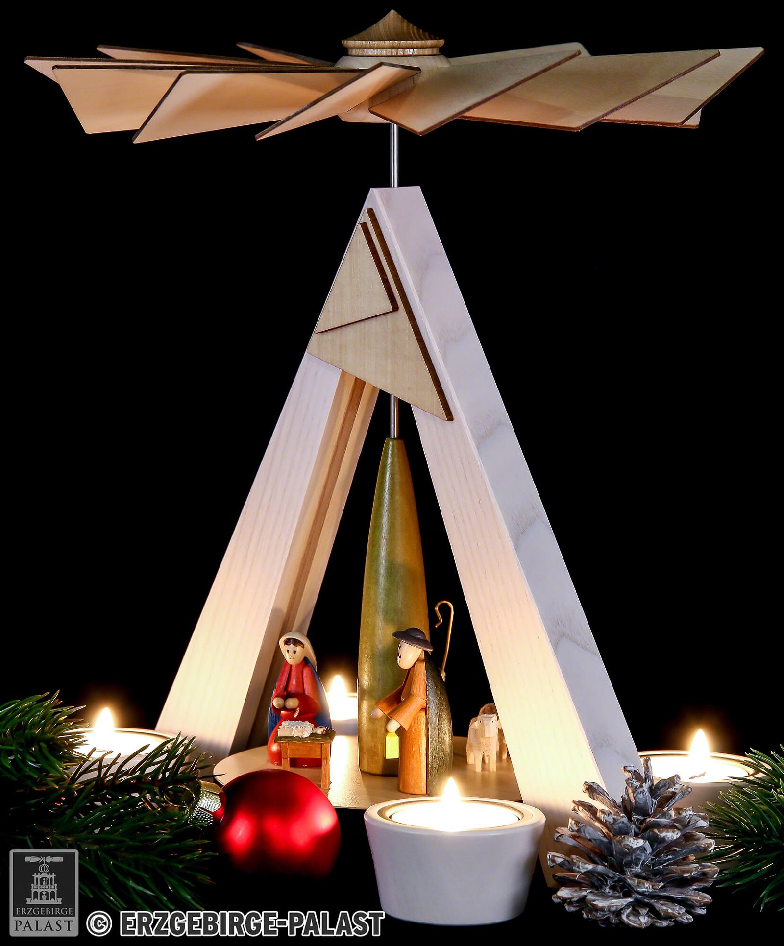 Pyramide mit cm) 1-stöckige (29 weiß Schalling von Christi Geburt, Drechslerei