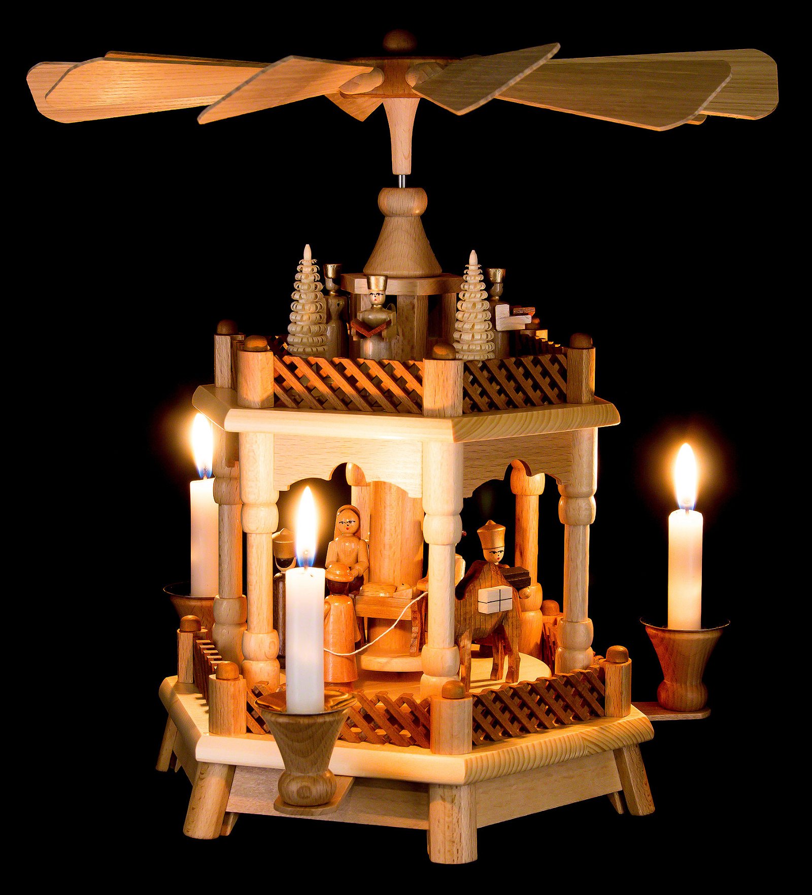 2-stöckige Pyramide Christi Geburt (32 cm) von Frank Weber Holzkunst