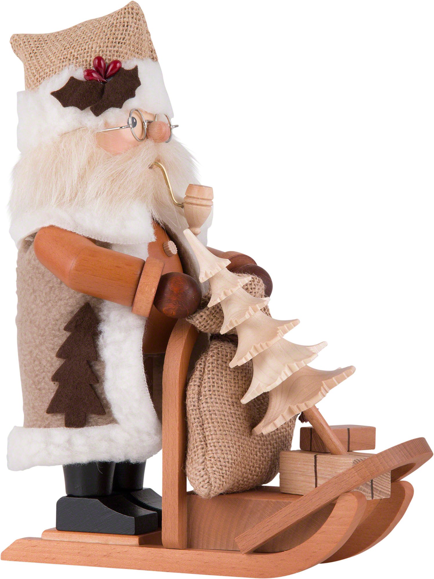 Räuchermännchen Weihnachtsmann mit Schlitten (28 cm) von Christian Ulbricht