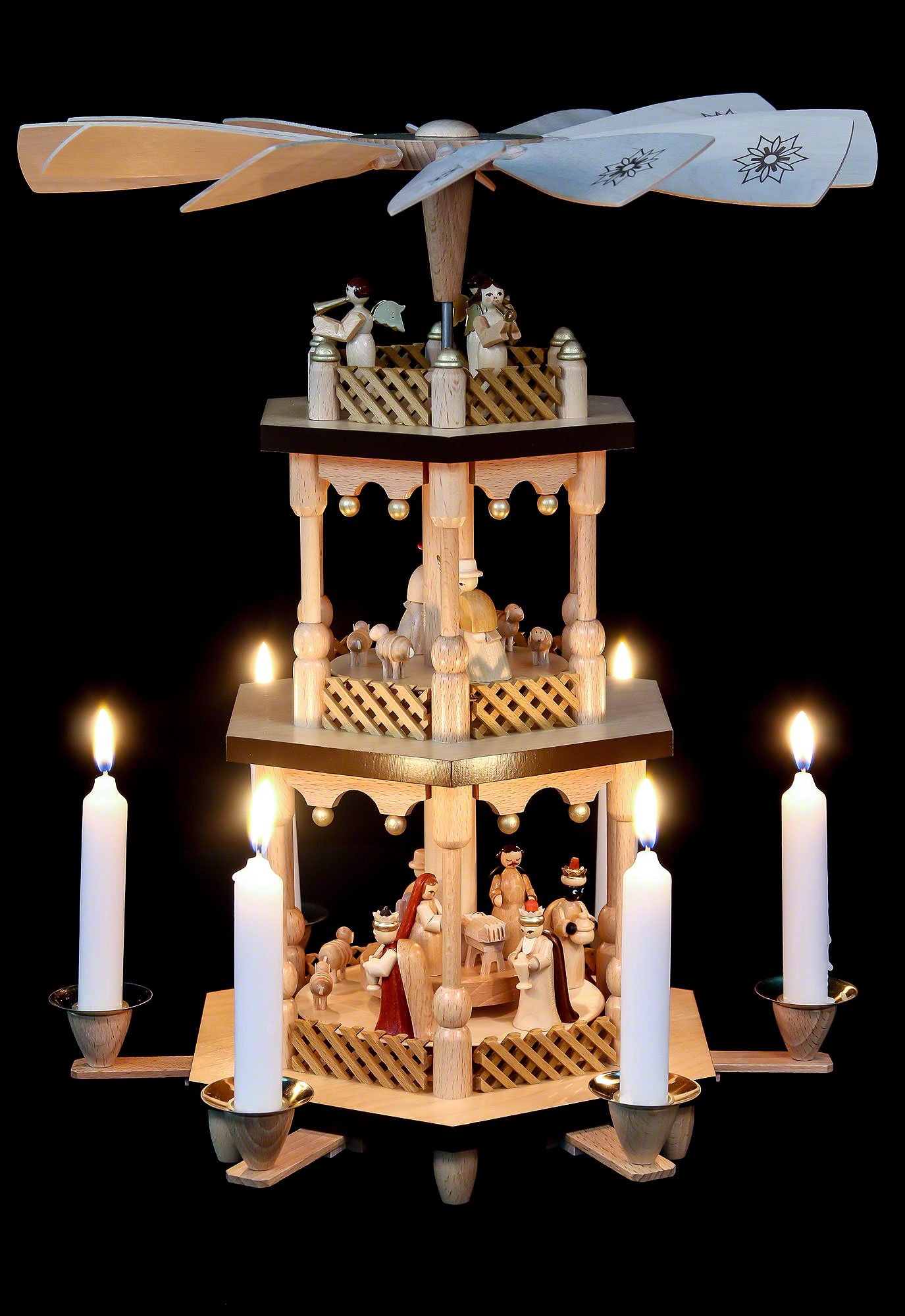 3-stöckige Pyramide Christi Geburt - natur (38 cm) von Richard Glässer