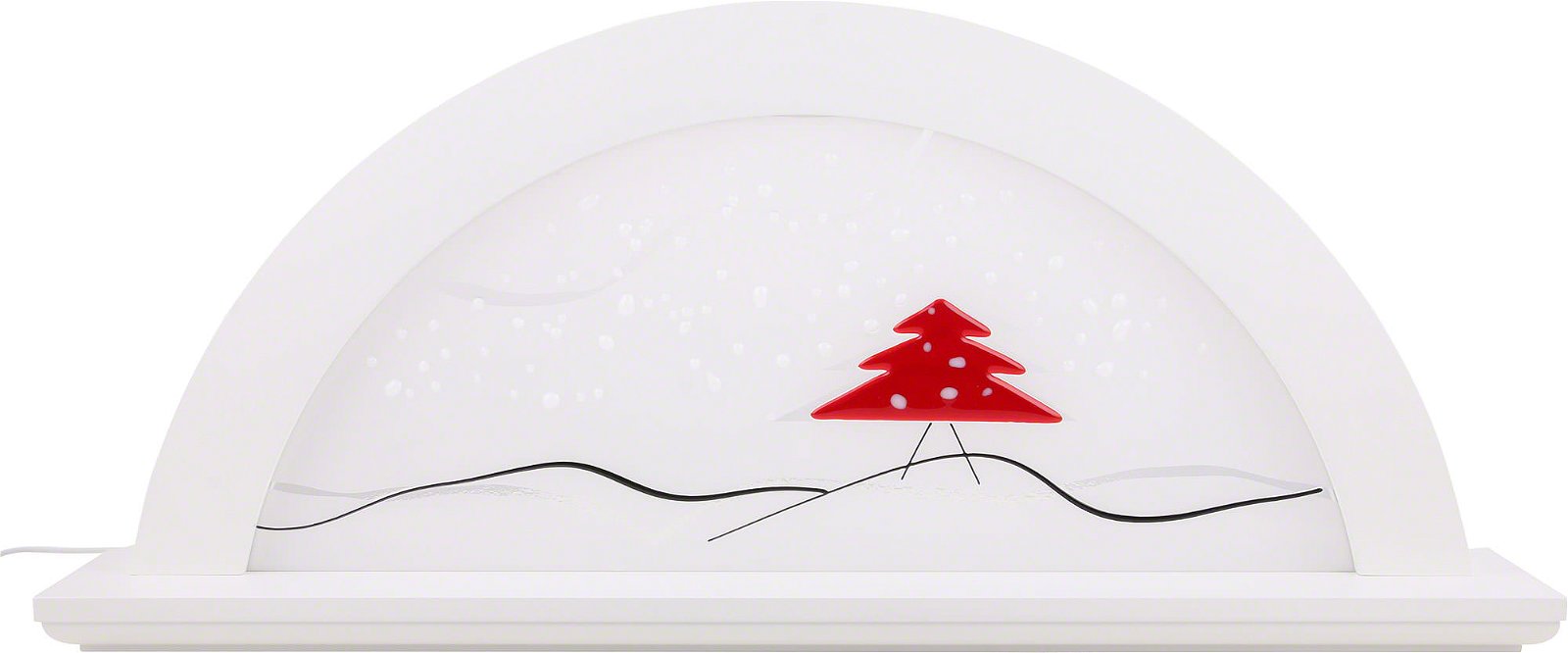 Schwibbogen Erle weiß mit Glas und roter Tanne (79×14×35 cm) von KWO