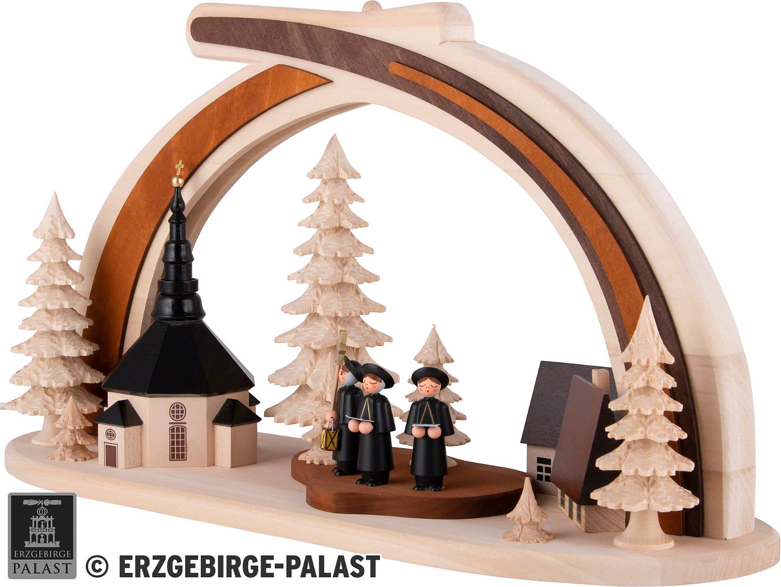 cm) Kirche Schwibbogen RATAGS Holzdesign mit von Kurrende Seiffener aus (45×30 Massivholz