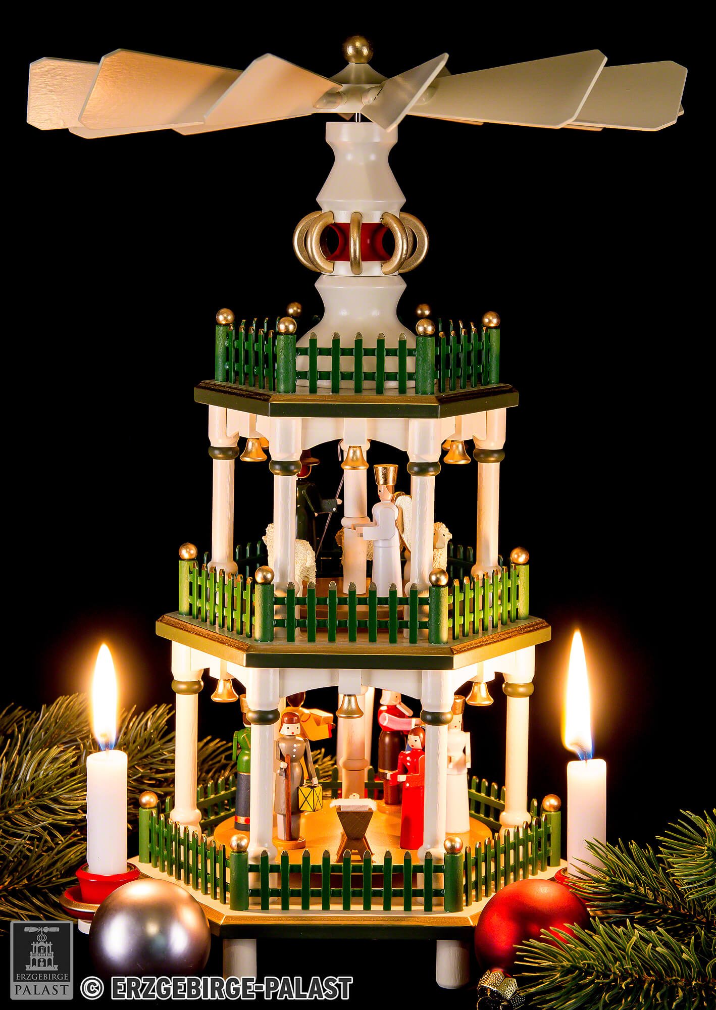3-stöckige Pyramide Christi Geburt - Farben Heiko Flath & weiß/grün cm) Volker von (35 historische