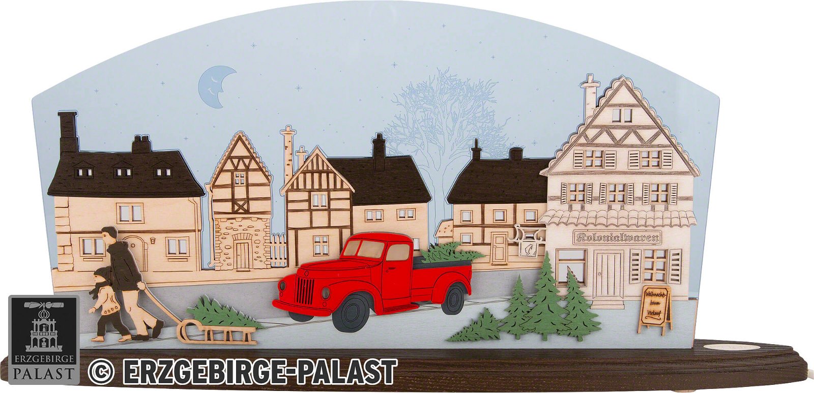 Motivleuchte „Christmas Pick-Up“ (47×22 cm) von Weigla Holzkunst | Schwibbögen