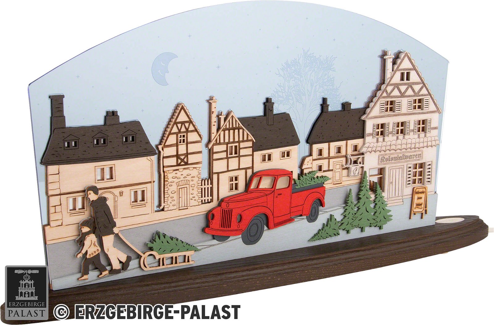 Motivleuchte „Christmas Pick-Up“ (47×22 cm) Holzkunst von Weigla
