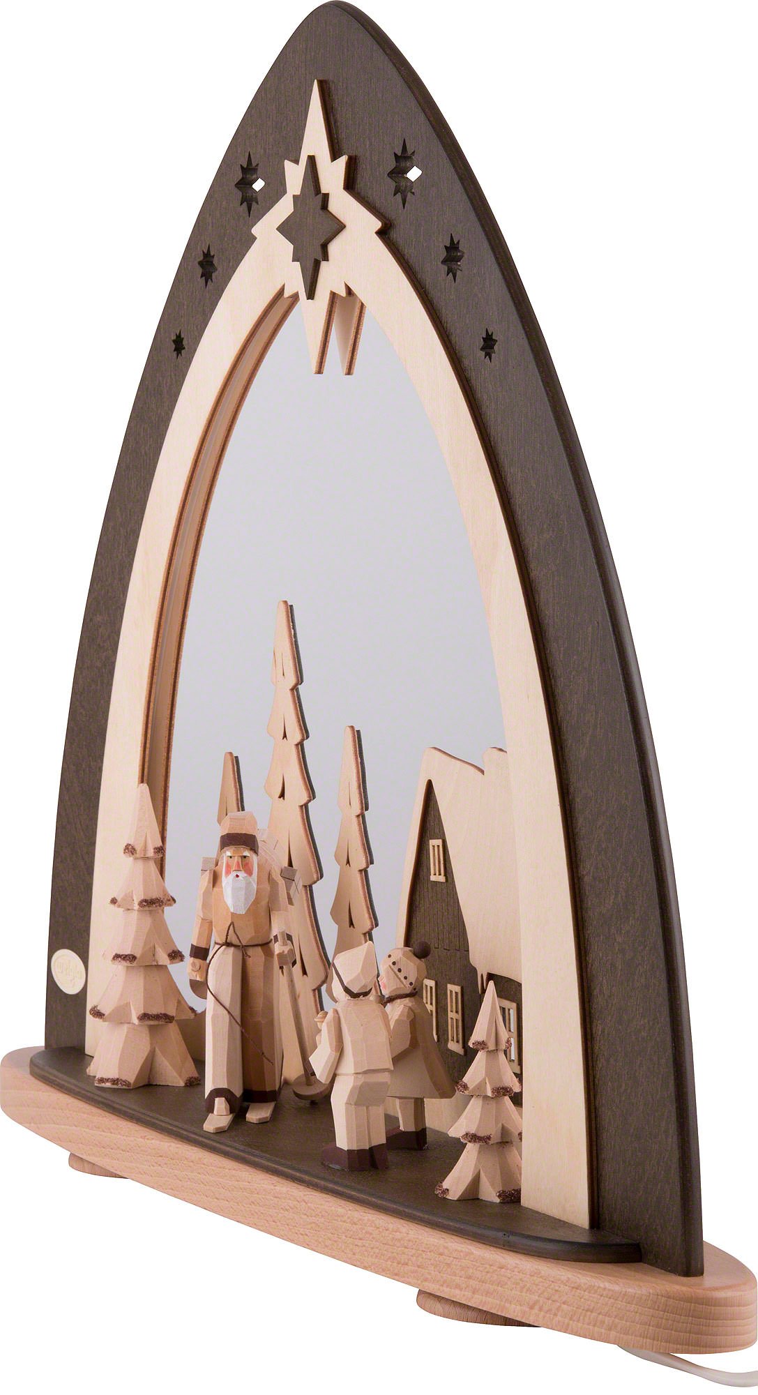 Lichterspitze „Waldweihnacht“ inkl. handgeschnitzter Figuren (52×53,5×9 cm)  von Weigla Holzkunst
