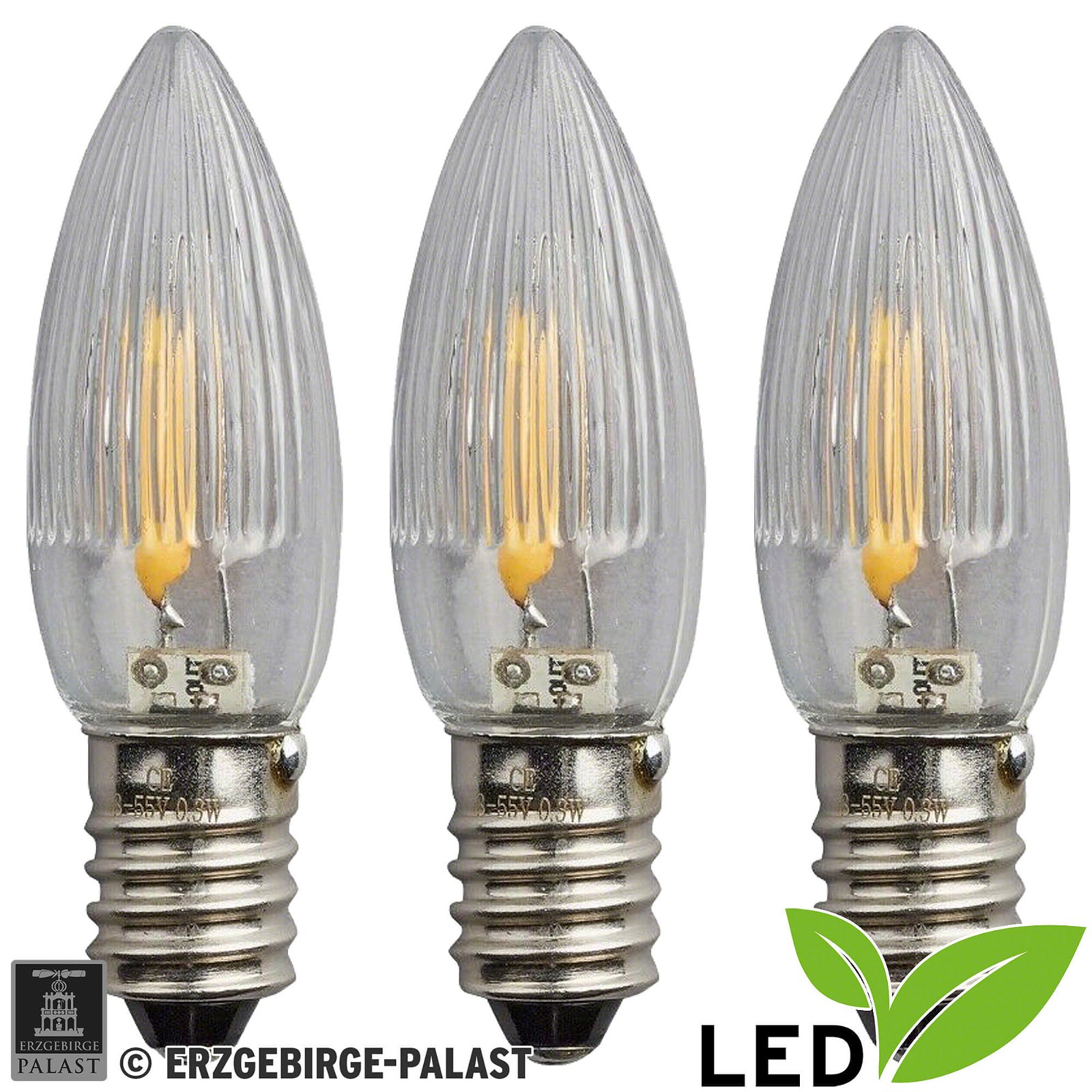 LED Rippled Filament - E10 Socket - by Erzgebirge-Palast