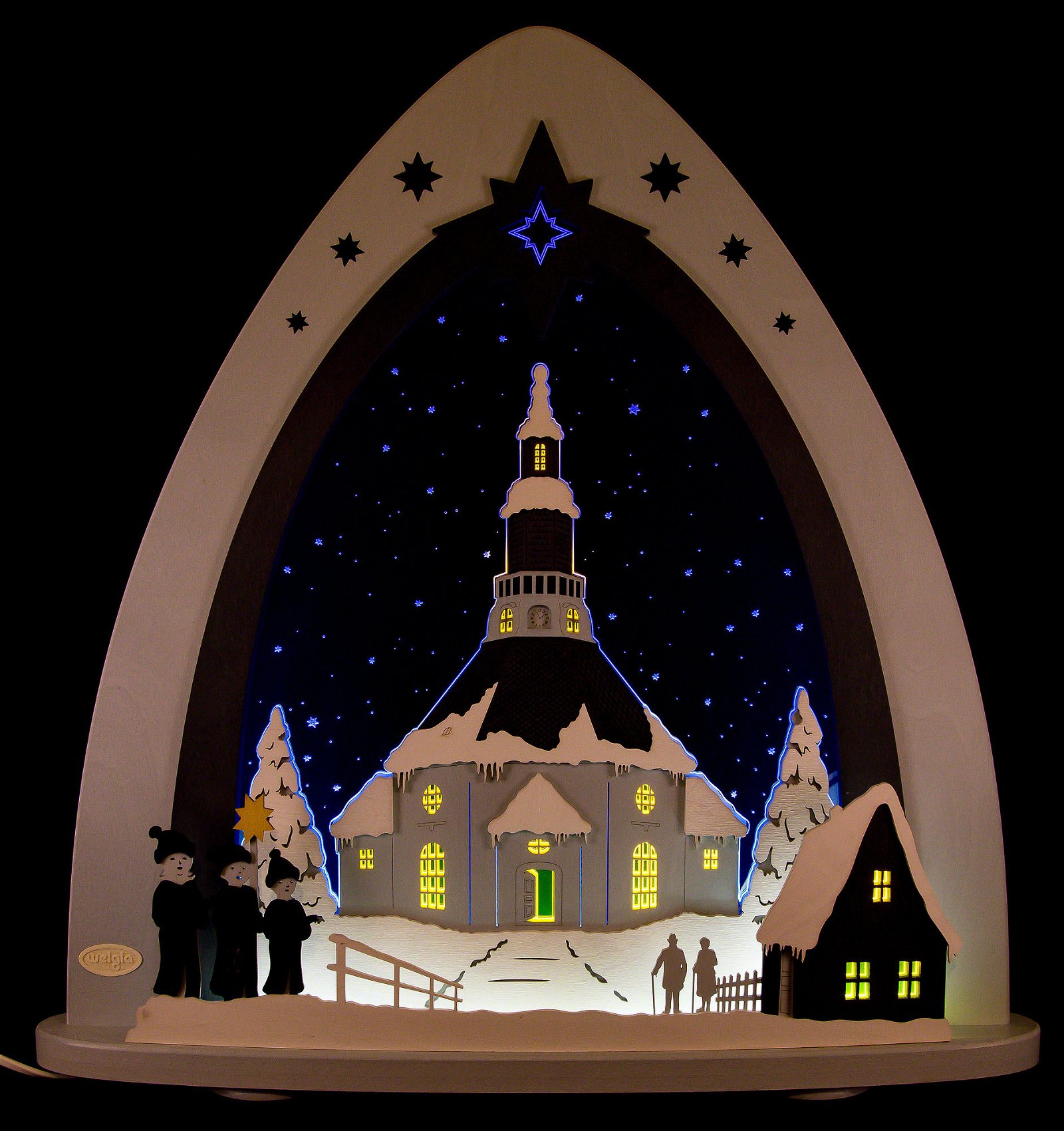 „Seiffener (52×53,5×9 Weigla Holzkunst von cm) Lichterspitze Kirche“