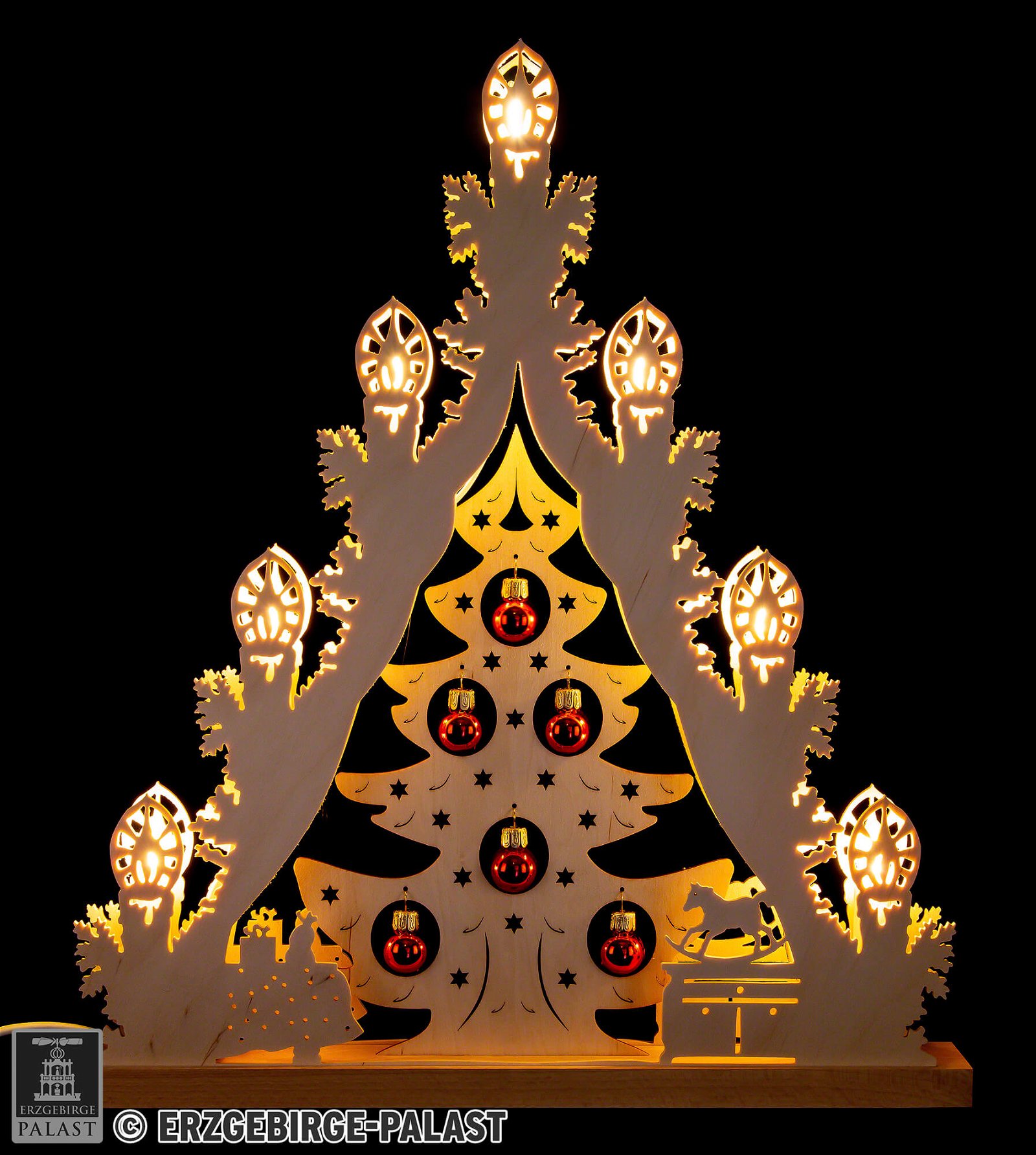 roten „Weihnachtsbaum Weigla Holzkunst mit Kugeln“ Lichterspitze (38×44 von cm)