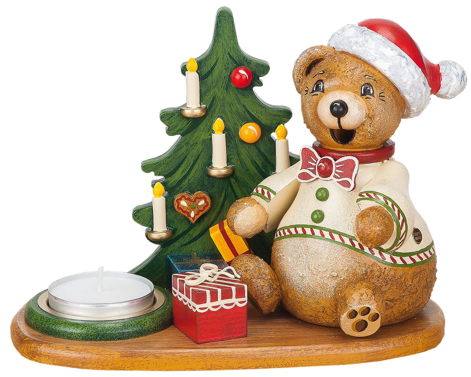 Räuchermännchen Hubiduu - Teddys Weihnachtsgeschenke mit Teelicht (14 cm)  von Hubrig Volkskunst