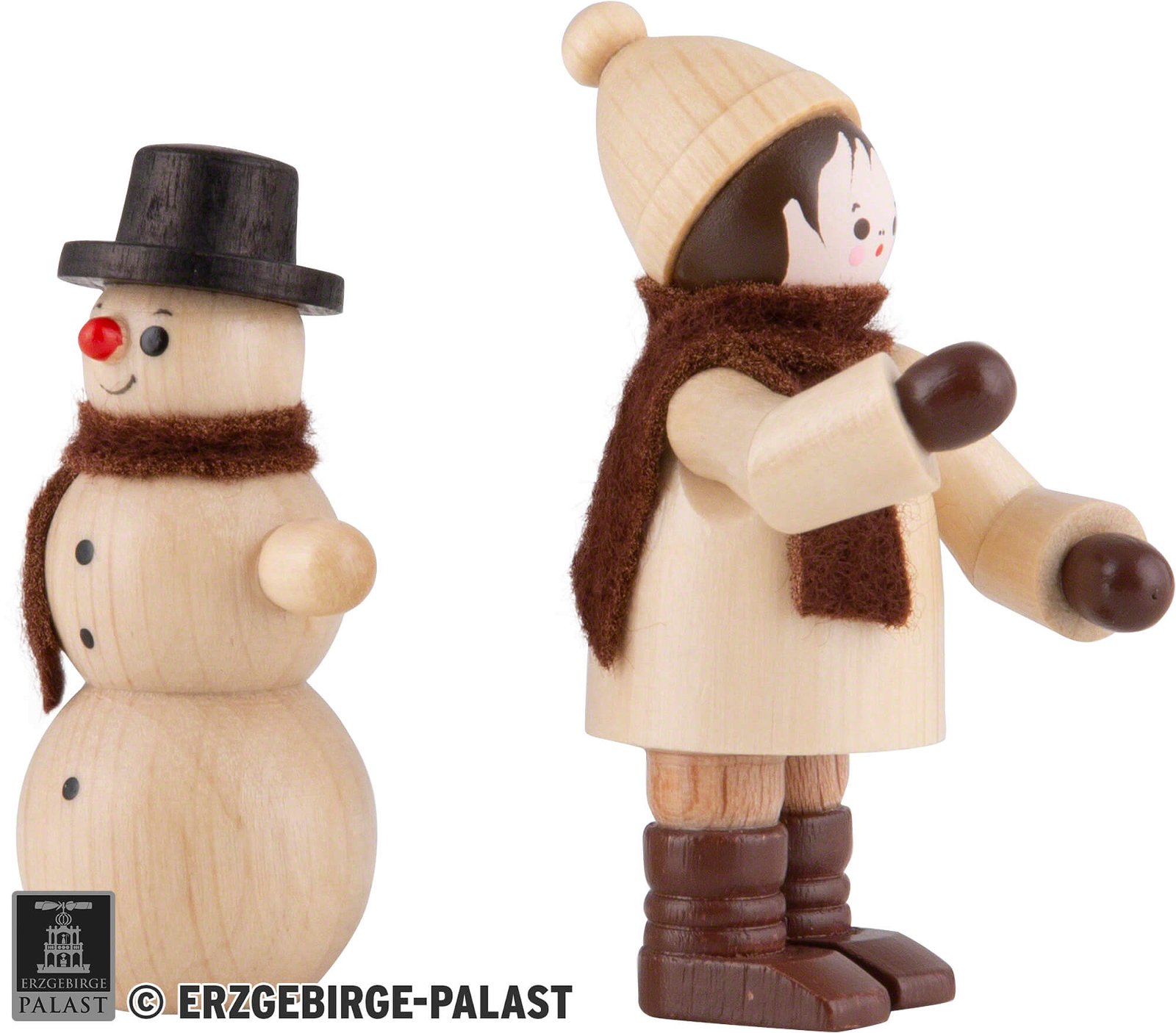 Thiel Figurine - Snowman Builder with Snowman - natural - Set of