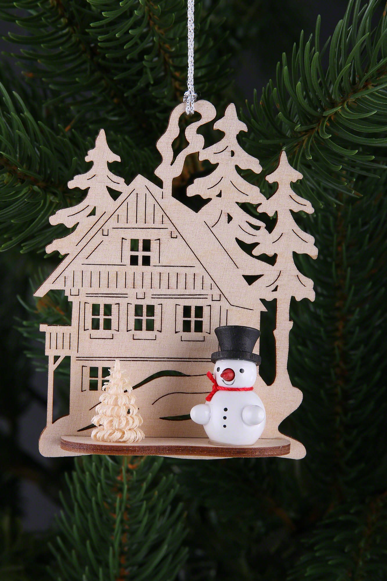 Tree Ornament - Forest House with Mini Snowman, Set of Three (9×8 cm/3. ...