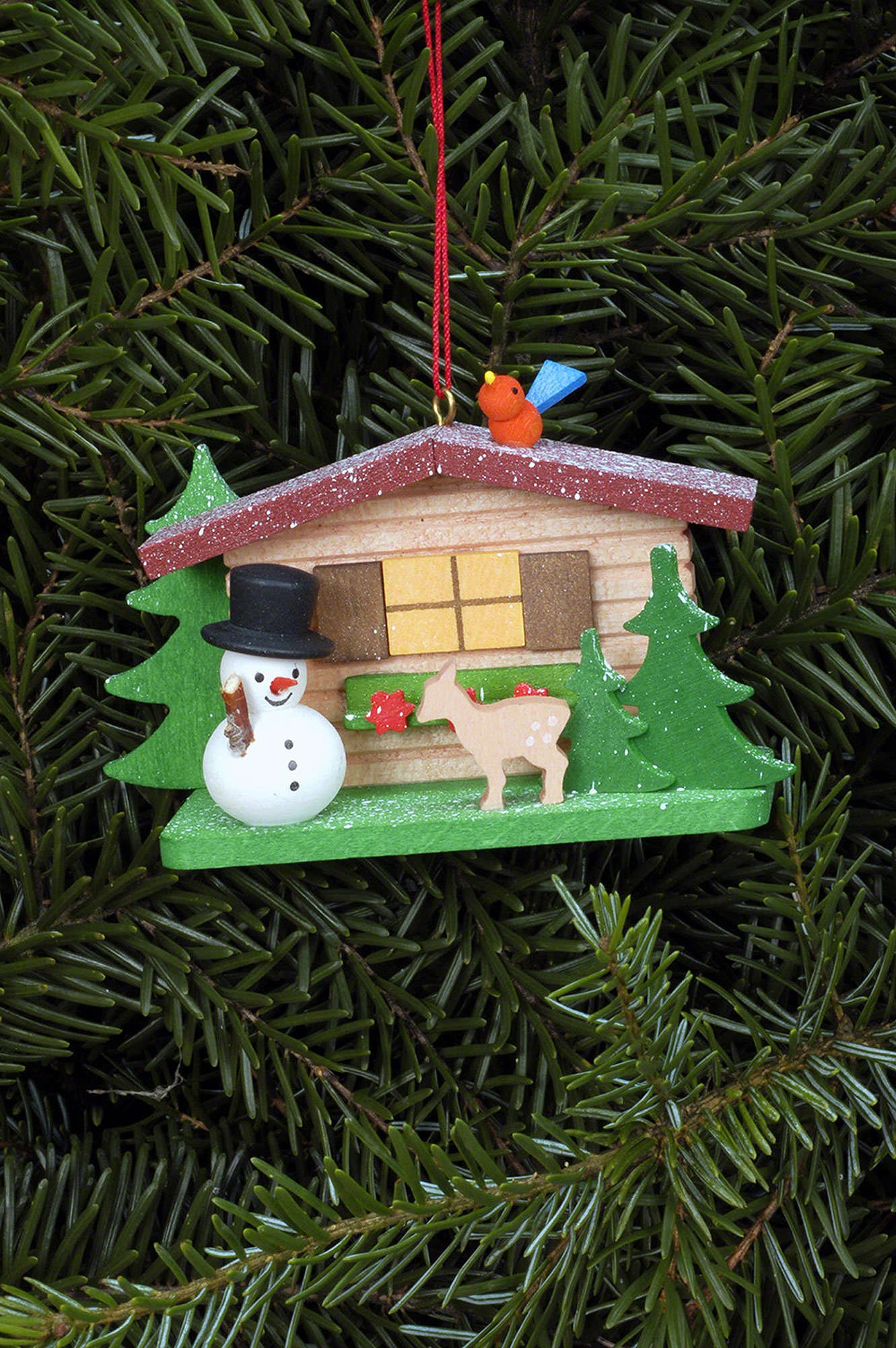 Tree Ornament - Snowman with Alpine House (9,3×5,3 cm/3.7×2.1in) by ...