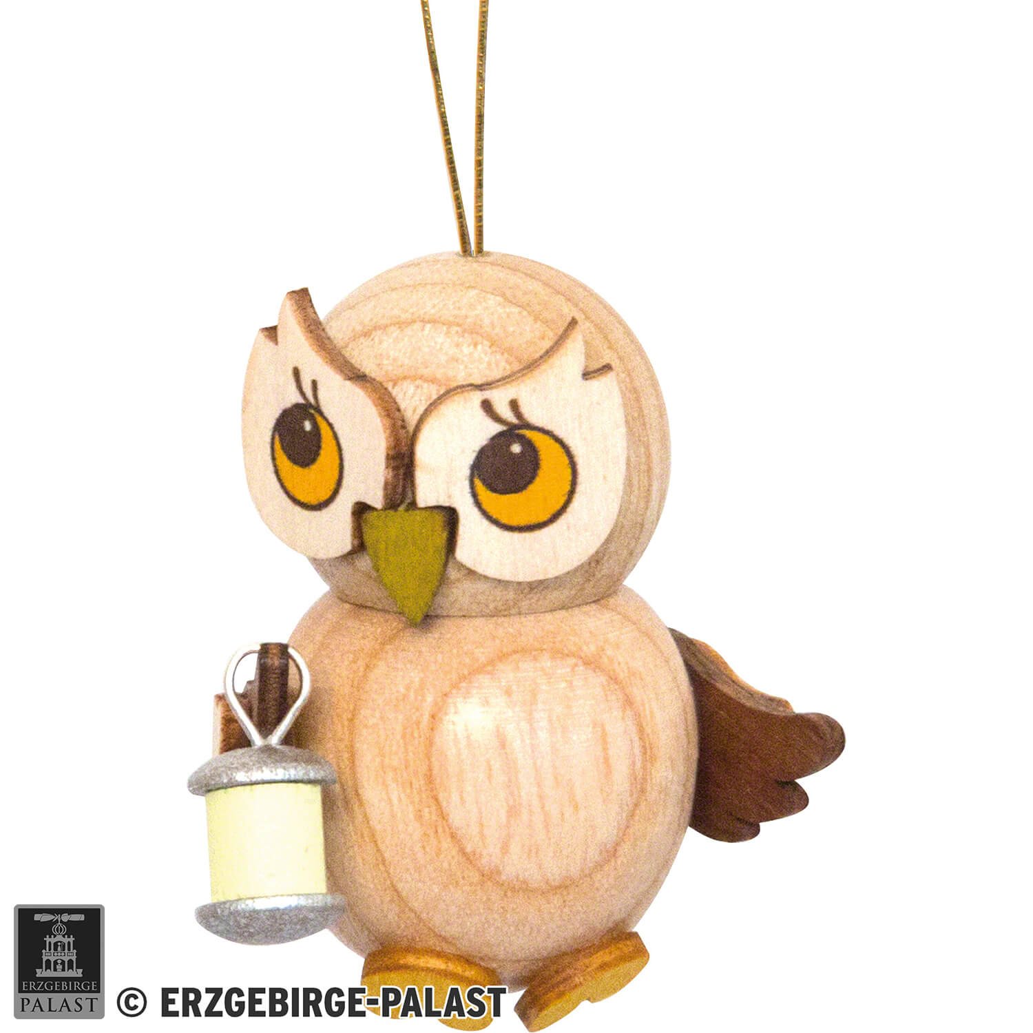 Tree Ornament - Owl Child with Book (4 cm/1.6in) by Drechslerei Kuhnert