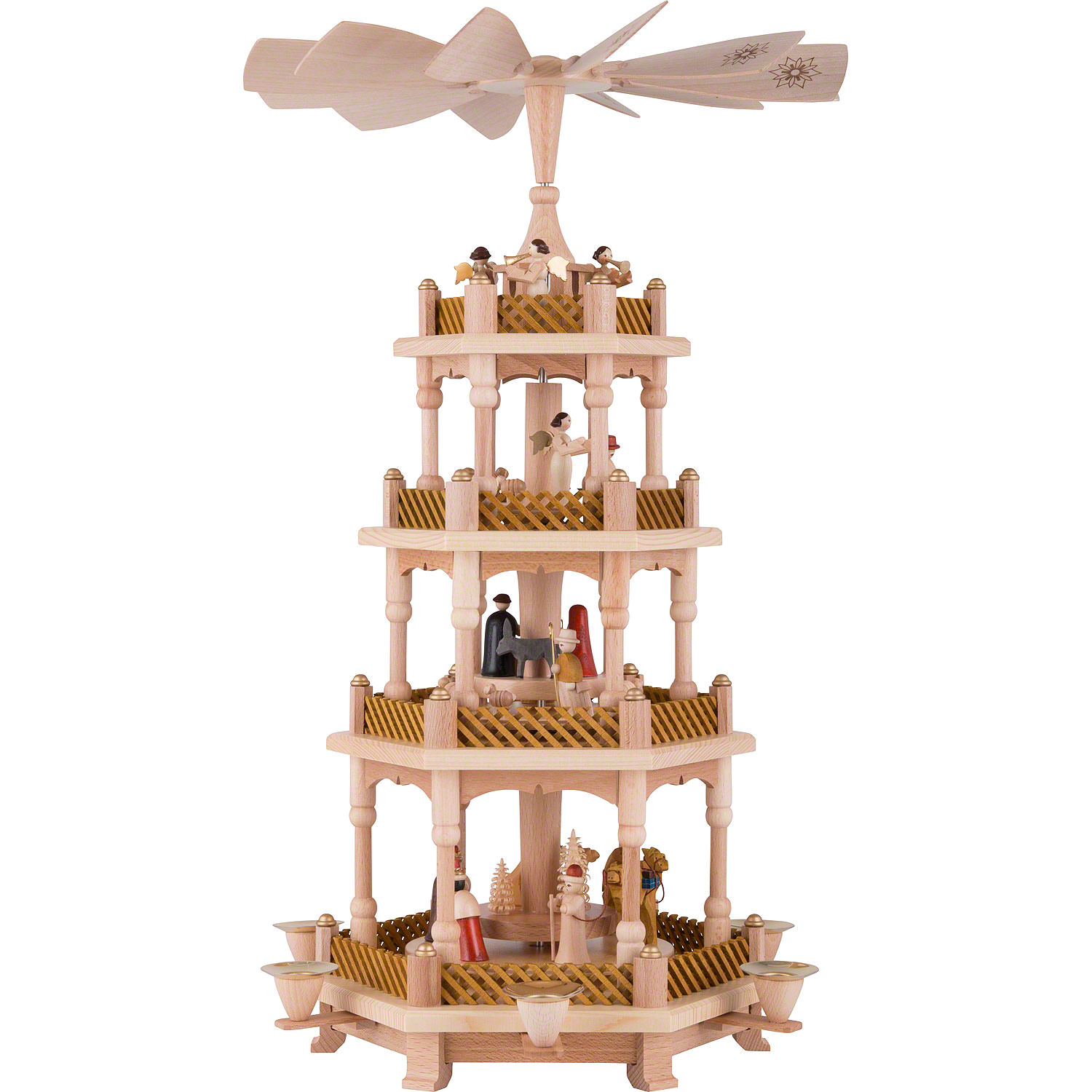 4-Tier Pyramid - Nativity Scene Natural Wood (54 cm/21in) by Richard ...