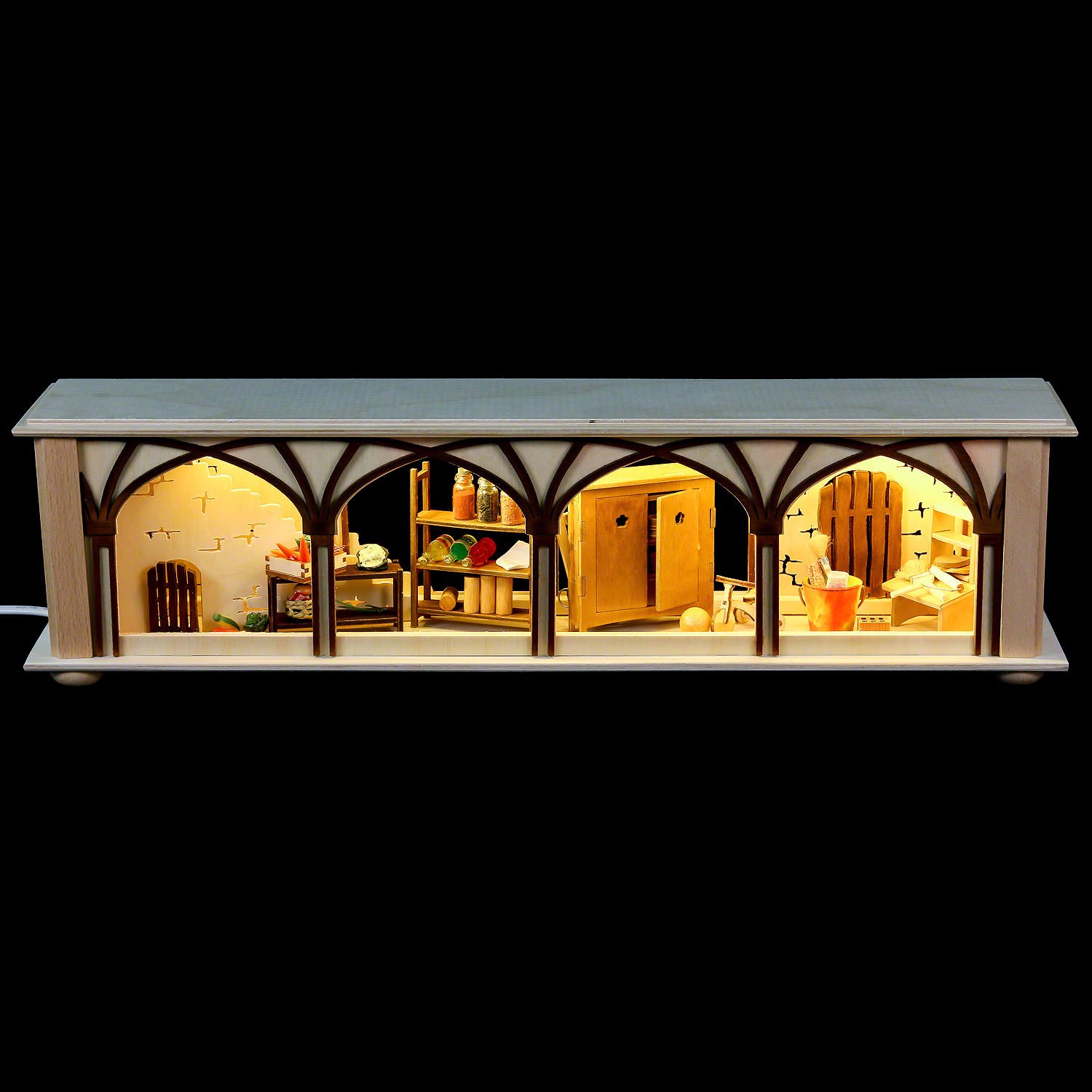 Schwibbogen-Unterbau/Raumleuchte Hauskeller (50×12×10 cm) von RATAGS  Holzdesign