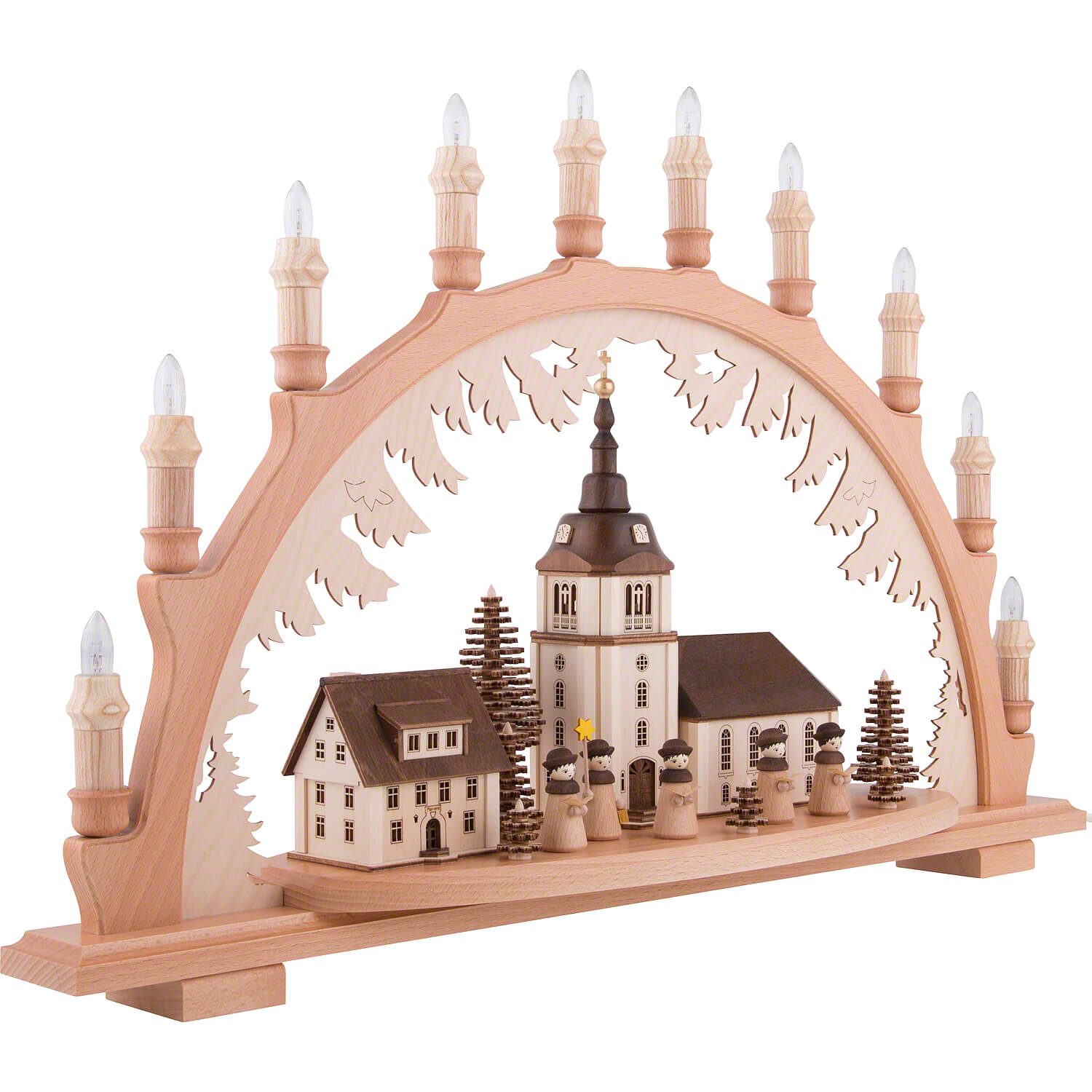 Candle Arch - Village Church with Carolers (66×43 cm/26×16.9in) by Lenk ...