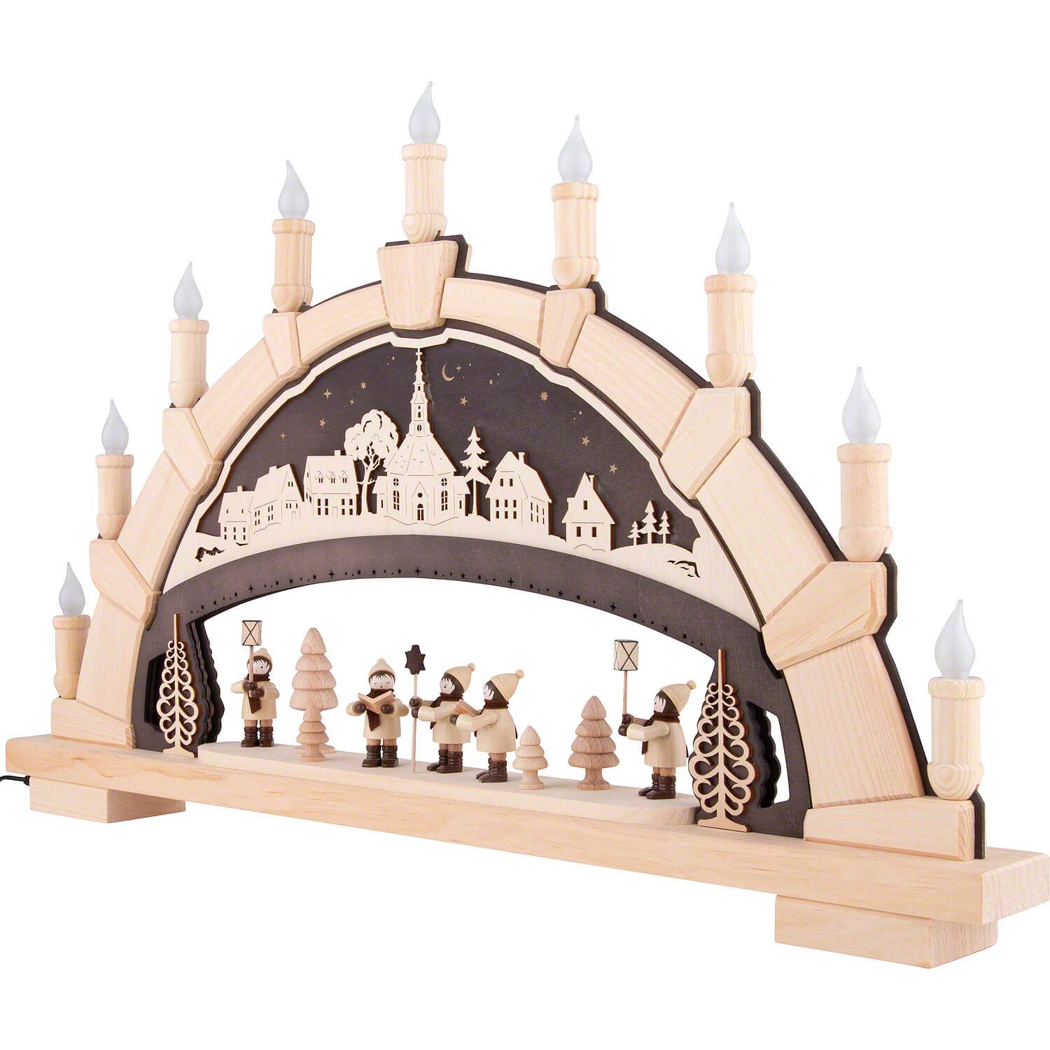 Candle Arch - Seiffen Church with Carolers (66×40 cm/26×15.7in) by Geissler