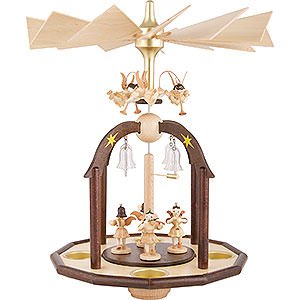 Christmas-Pyramids 1-tier Pyramids 1-Tier Bell Pyramid - Seven Angels and Glass Bells - 38x28 cm / 15x11 inch