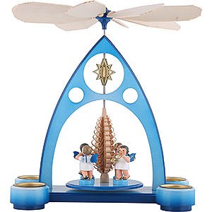 Christmas-Pyramids 1-tier Pyramids 1-Tier Pyramid - Blue with Colored Angels and Wind Instruments - 39x30,6x19 cm / 7.5 inch