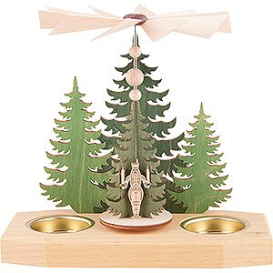Christmas-Pyramids 1-tier Pyramids 1-Tier Pyramid - Fir Trees - Miner, Angel and Smoker - 16,5 cm / 6.5 inch