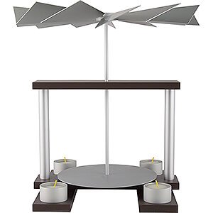 Christmas-Pyramids 1-tier Pyramids 1-Tier Pyramid LUMA without Figurines for Tea Lights, Agate-Silver / Aluminium Natural - 32 cm / 12.6 inch
