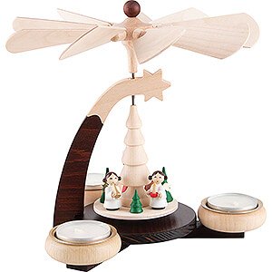 Christmas-Pyramids 1-tier Pyramids 1-Tier Pyramid Natural Santa Claus and White Angels - 19 cm / 7.5 inch