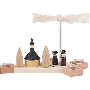 Christmas-Pyramids 1-tier Pyramids 1-Tier Pyramid Octogonum - Carolers with Church - 23 cm / 9.1 inch