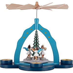 Christmas-Pyramids 1-tier Pyramids 1-Tier Pyramid - Tea Candle Holder and Three Angels, Colored - 30 cm / 11.8 inch