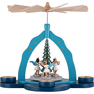 Christmas-Pyramids 1-tier Pyramids 1-Tier Pyramid - Tea Candle Holder and Three Angels, Colored - 30 cm / 11.8 inch