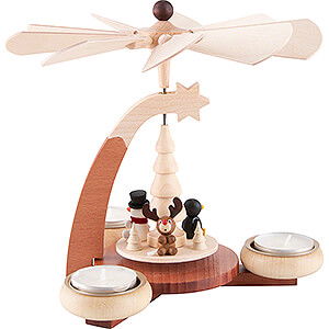 Weihnachtspyramiden 1-stckige Pyramiden 1-stckige Pyramide naturfarben Pinguin, Schneemann und Elch - 19 cm
