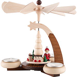 Weihnachtspyramiden 1-stckige Pyramiden 1-stckige Pyramide naturfarben Weihnachtsmann mit Schlitten und Eisenbahn - 19 cm