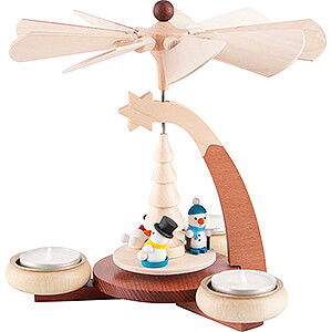 Weihnachtspyramiden 1-stckige Pyramiden 1-stckige Pyramide naturfarben mit Schneemnnern - 19 cm