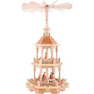 Christmas-Pyramids 2-tier Pyramids 2-Tier Pyramid - Nativity, Natural with Dark Roof 52 cm / 20.5 inch