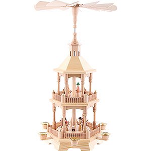 Christmas-Pyramids 2-tier Pyramids 2-Tier Pyramid - Nativity, Natural with Light Roof 52 cm / 20.5 inch
