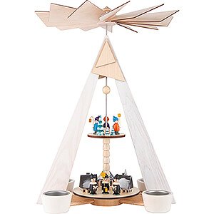 Christmas-Pyramids 2-tier Pyramids 2-Tier Pyramid - Seiffen Village with Carolers White - 36 cm / 14.2 inch