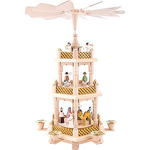 3-Tier Pyramid - Nativity Scene Painted (40 cm/16in) by Richard Glässer