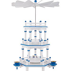 Christmas-Pyramids 3-tier Pyramids 3-Tier Pyramid - White-Blue - without Figurines - 35 cm / 13.8 inch