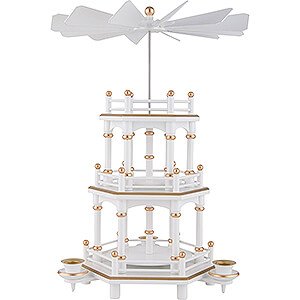 Christmas-Pyramids 3-tier Pyramids 3-Tier Pyramid - White-Gold - without Figurines - 35 cm / 13.8 inch