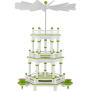 Christmas-Pyramids 3-tier Pyramids 3-Tier Pyramid - White-Green - without Figurines - 35 cm / 13.8 inch