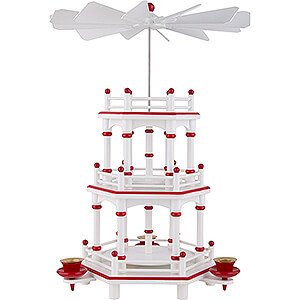 Christmas-Pyramids 3-tier Pyramids 3-Tier Pyramid - White-Red - without Figurines - 35 cm / 13.8 inch