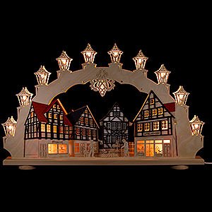 Schwibbögen Mit Innenbeleuchtung 3D-Doppelschwibbogen Altstadt - 66x41x6 cm