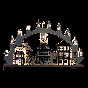 Schwibbgen Alle Schwibbgen 3D-Doppelschwibbogen Altstadt mit Innenbeleuchtung - 66x43x6 cm