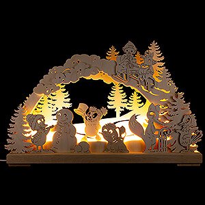 Candle Arches All Candle Arches 3D Double Arch - Pitti and Friends making a Snowman - 43x28 cm / 16.9x11 inch