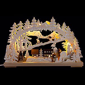 Candle Arches Illuminated inside 3D Double Arch - Winter Pleasures with White Frost - 43x30 / 17x12 inch
