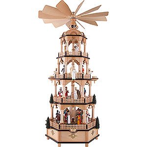 Christmas-Pyramids 4-tier Pyramids 4-Tier Pyramid - Nativity Scene with Musical Mechanism - 70 cm / 27.6 inch