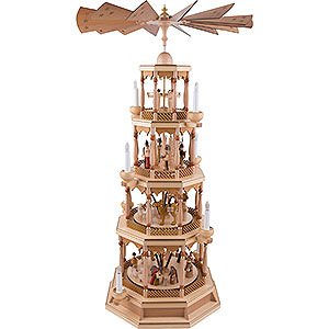 Christmas-Pyramids 4-tier Pyramids 4-Tier Pyramid - Nativity with Musical Mechanism, Natural - 100 cm / 40 inch