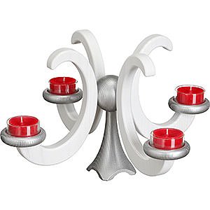 World of Light Advent Candlestick Advent Candle Holder -, Ash Tree, White Glazed - 33x20 cm / 13x7.9 inch
