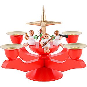 World of Light Candle Holder Angels Advent Candle Holder - Red - 12 cm / 5 inch