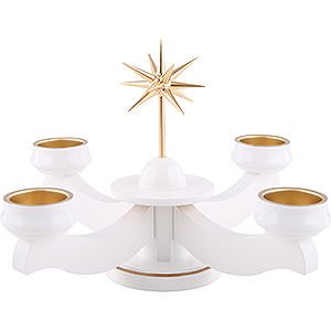 World of Light Advent Candlestick Advent Candle Holder - Star, for Thick Candles Or Tea Candles, White - 19 cm / 7.5 inch